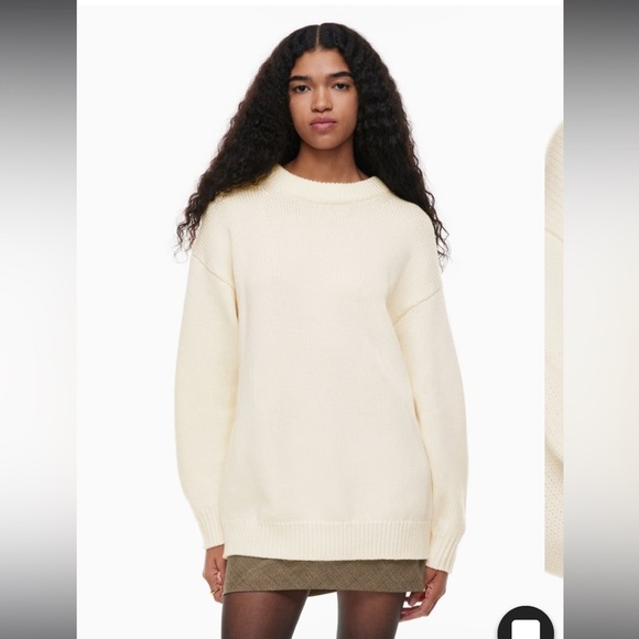 Aritzia Wilfred Rosemary Sweater Light Birch 100% Merino Wool Sz XS - Picture 1 of 6